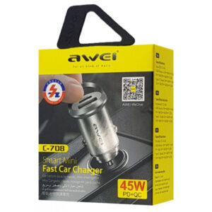 AWEI ΦΟΡΤΙΣΤΗΣ ΑΥΤΟΚΙΝΗΤΟΥ  C-708, USB + TYPE-C,  45W ΜΑΥΡΟ 1ΤΕΜ