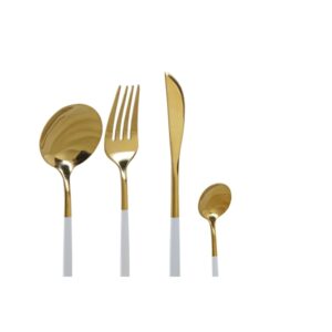 ΜΑΧΑΙΡΟΠΙΡΟΥΝΑ DKD HOME DECOR ΛΕΥΚΟ ΧΡΥΣΟ ΑΝΟΞΕΙΔΩΤΟ ΑΤΣΑΛΙ 4,5 x 2,5 x 20,5 cm  24ΤΕΜ